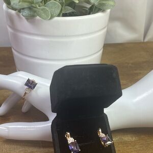 14K ROLLED AMETHYST & SAPPHIRE Ring & Earrings Set.
